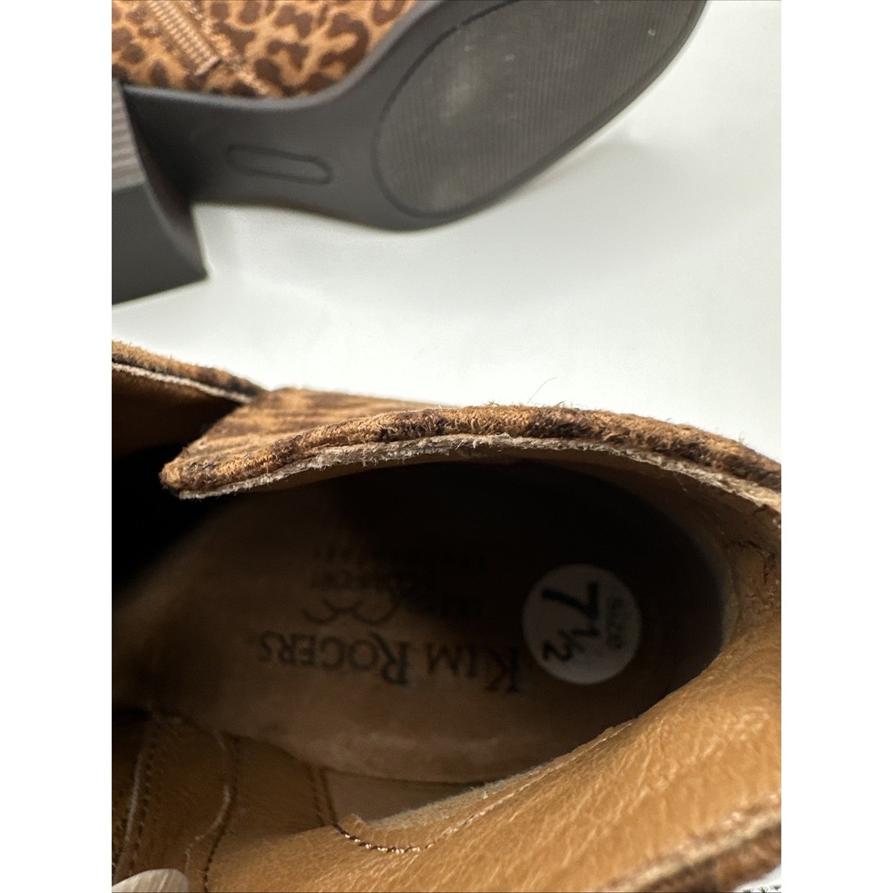 NEW Kim Rogers Cheetah Print Ankle‎ Boots Chunky Block Heel Size 7.5 - Picture 8 of 11
